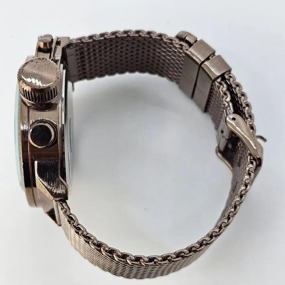 KONIGSWERK Men's Watch 45MM Large Case Black Dial‎ Brown Mesh Bands New Battery